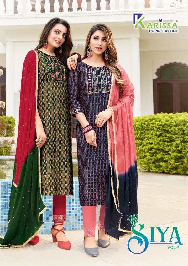 Karissa Siya Vol 4 Fancy silk Kurty With Bottom Dupatta Collection